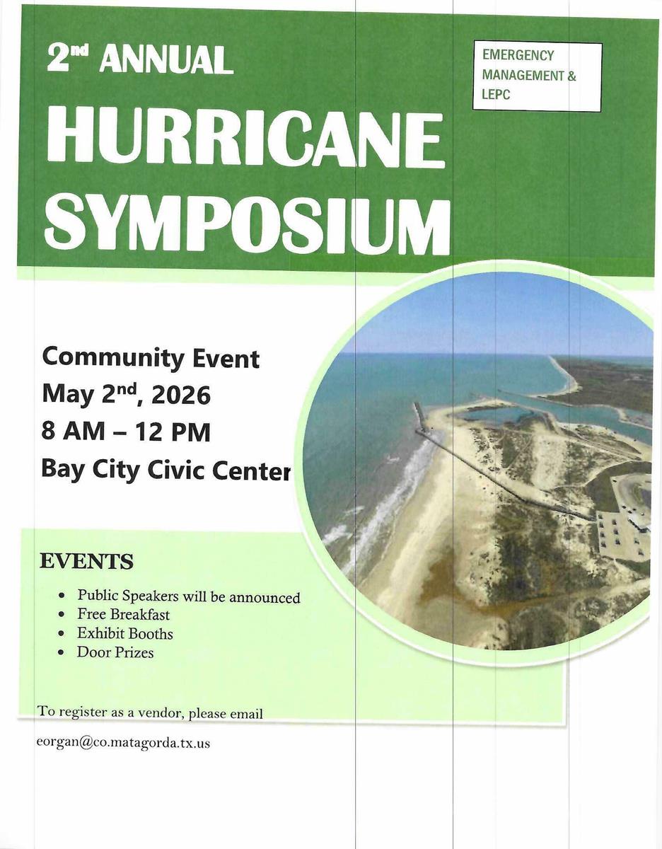 2nd Annual Hurricane Symposium, May 2nd, 8AM-12PM, Bay City Civic Center