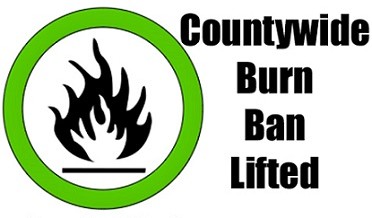 Countywide burn ban lifted